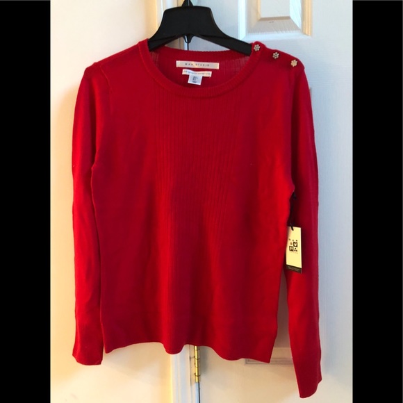 NWT MAX STUDIO Merino jewel rib button sweater L - Picture 6 of 7